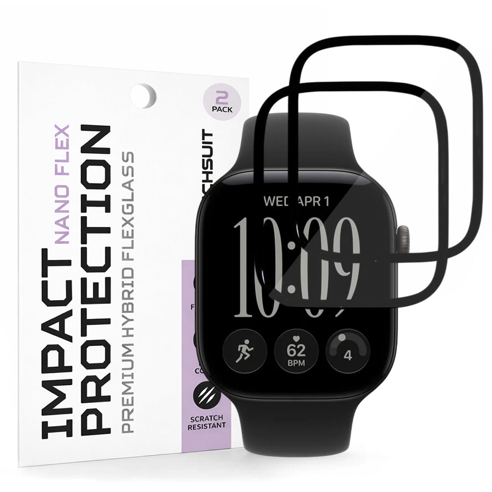 Προστατευτική Μεμβράνη Techsuit Nano Flex για Apple Watch Series 12 46mm, Σετ 2 τεμαχίων, Πλαστικό, Μαύρο