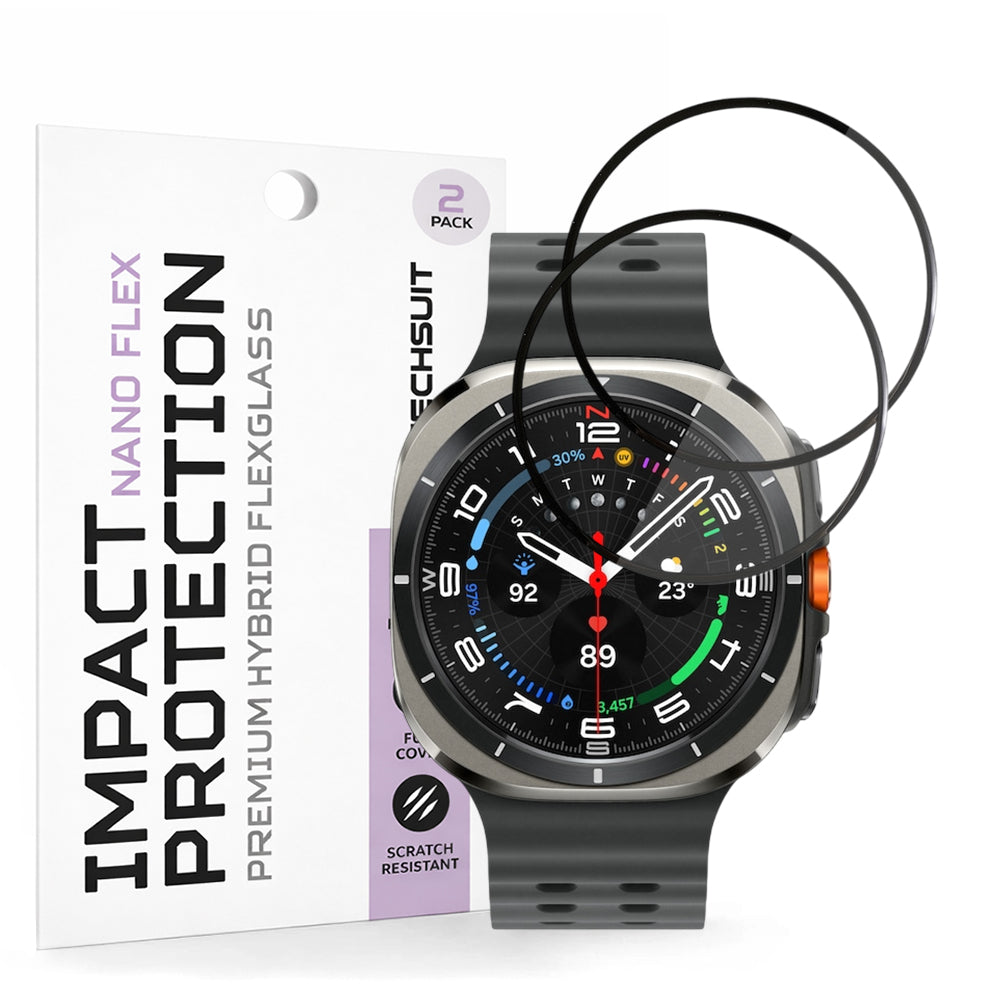 Προστατευτική Μεμβράνη Techsuit Nano Flex για Samsung Galaxy Watch Ultra, Σετ 2 τεμαχίων, Πλαστική, Μαύρη