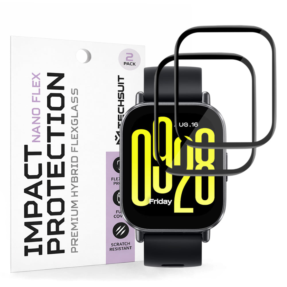 Προστατευτική Μεμβράνη Techsuit Nano Flex για Xiaomi Redmi Watch 5 Active, Σετ 2 τεμαχίων, Πλαστική, Μαύρη