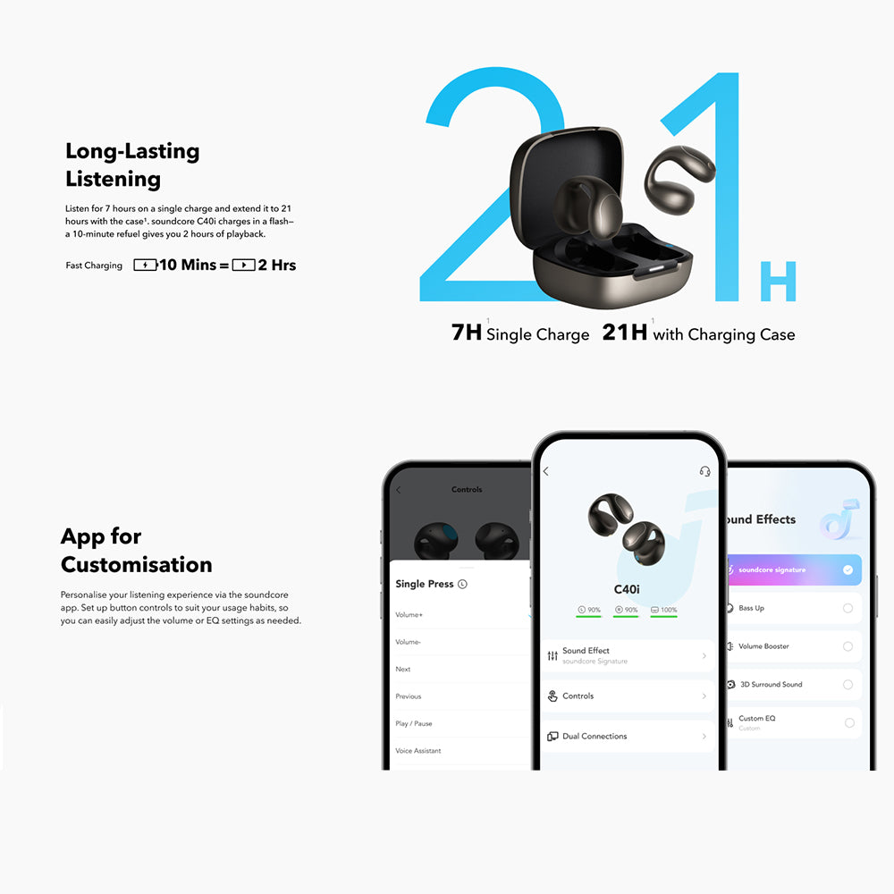 Handsfree Bluetooth Anker SoundCore C40i, TWS, MultiPoint, Μαύρο A3331GZ1