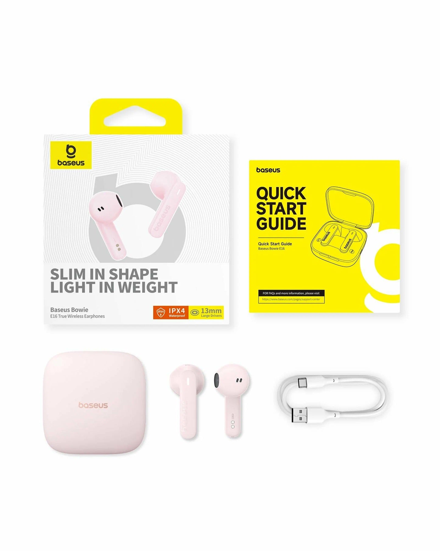 Handsfree Bluetooth Baseus Bowie E16, TWS, Ροζ A00061900413-01