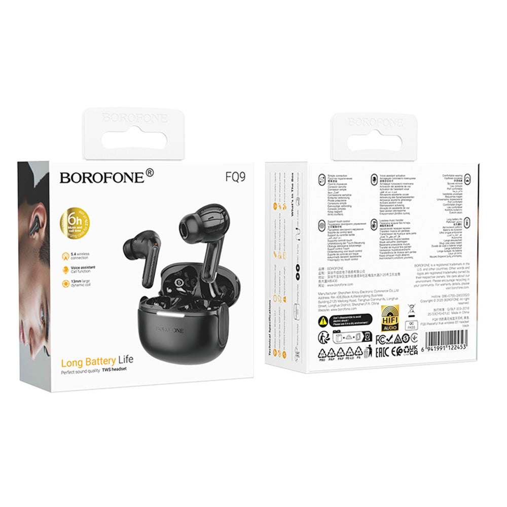 Handsfree Bluetooth Borofone FQ9 Peaceful, TWS, Μαύρο