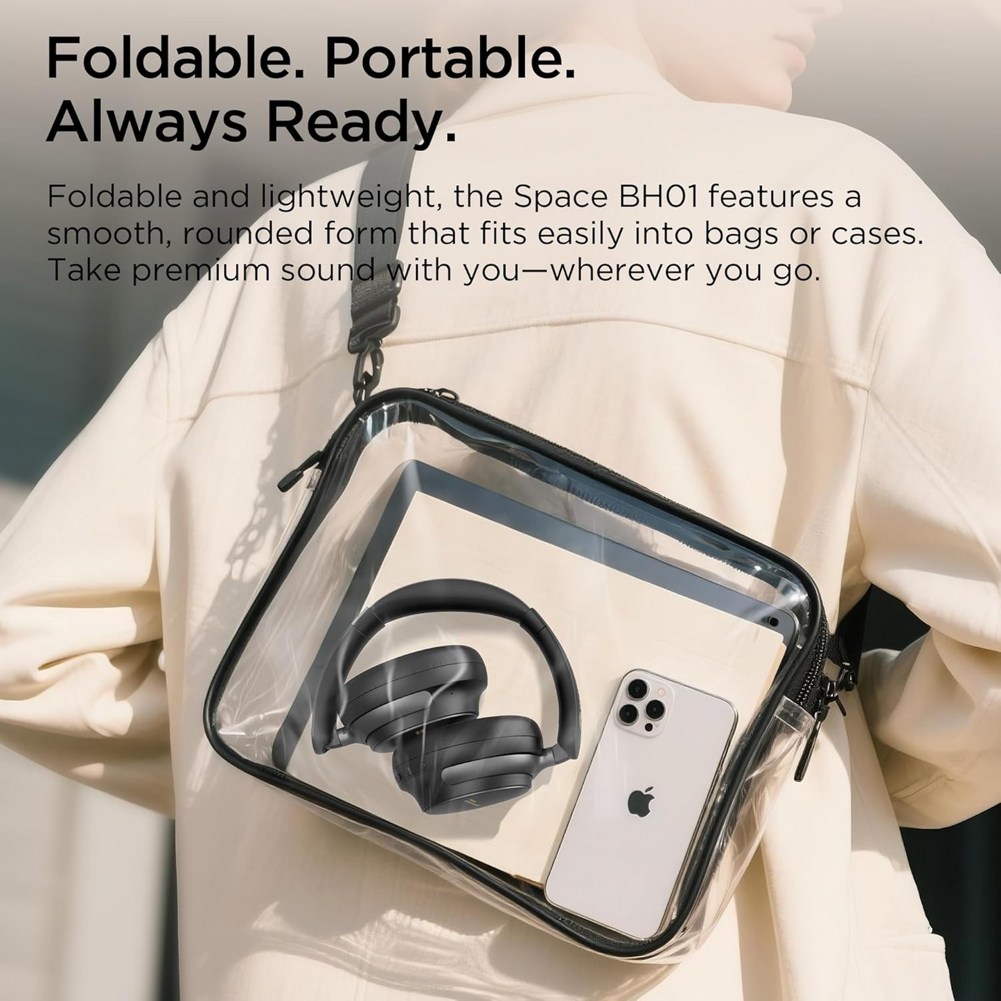 Ασύρματο Handsfree Bluetooth Bugani Space BH01, MultiPoint, A2DP, ANC, Μαύρο