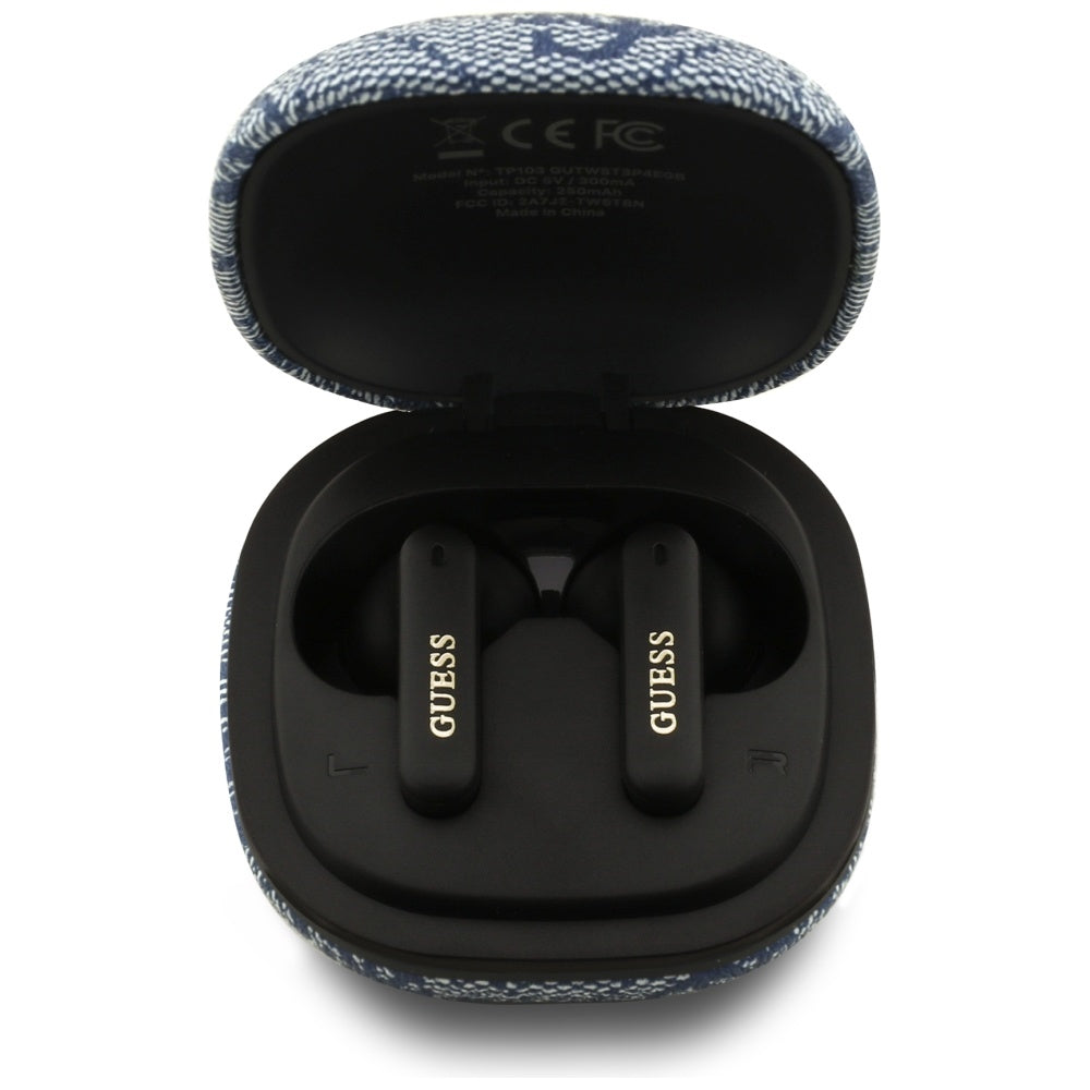 Handsfree Bluetooth Guess 4G Classic Metal Logo, TWS, Μπλε