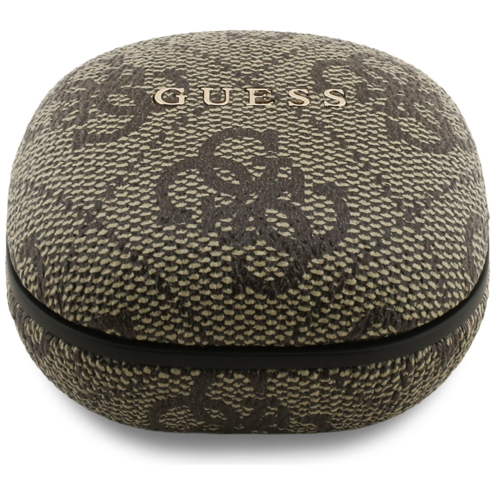 Handsfree Bluetooth Guess 4G Classic Metal Logo, TWS, Καφέ