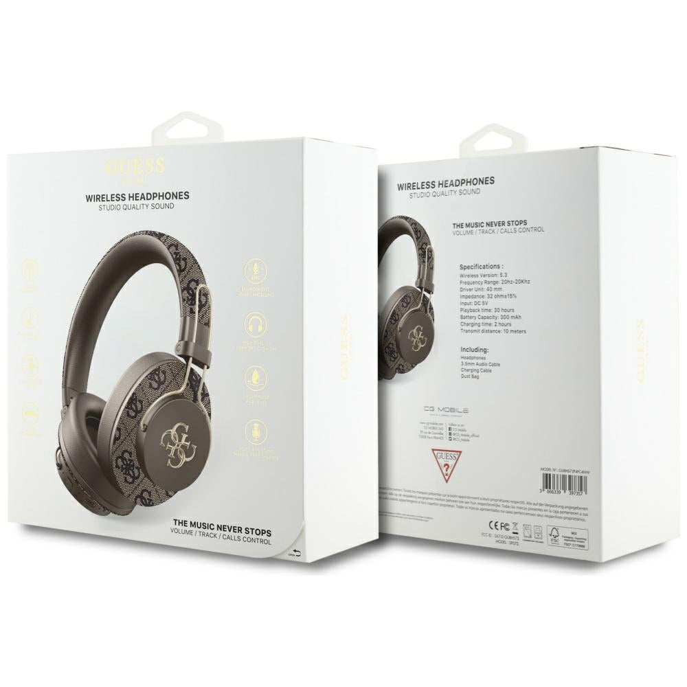Handsfree Bluetooth Guess 4G Metal Logo, A2DP, Καφέ