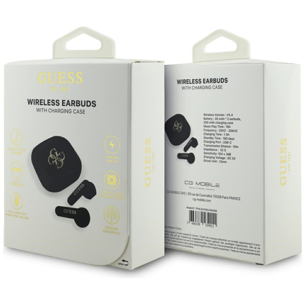 Handsfree Bluetooth Guess 4G Metal Logo, TWS, Λευκό