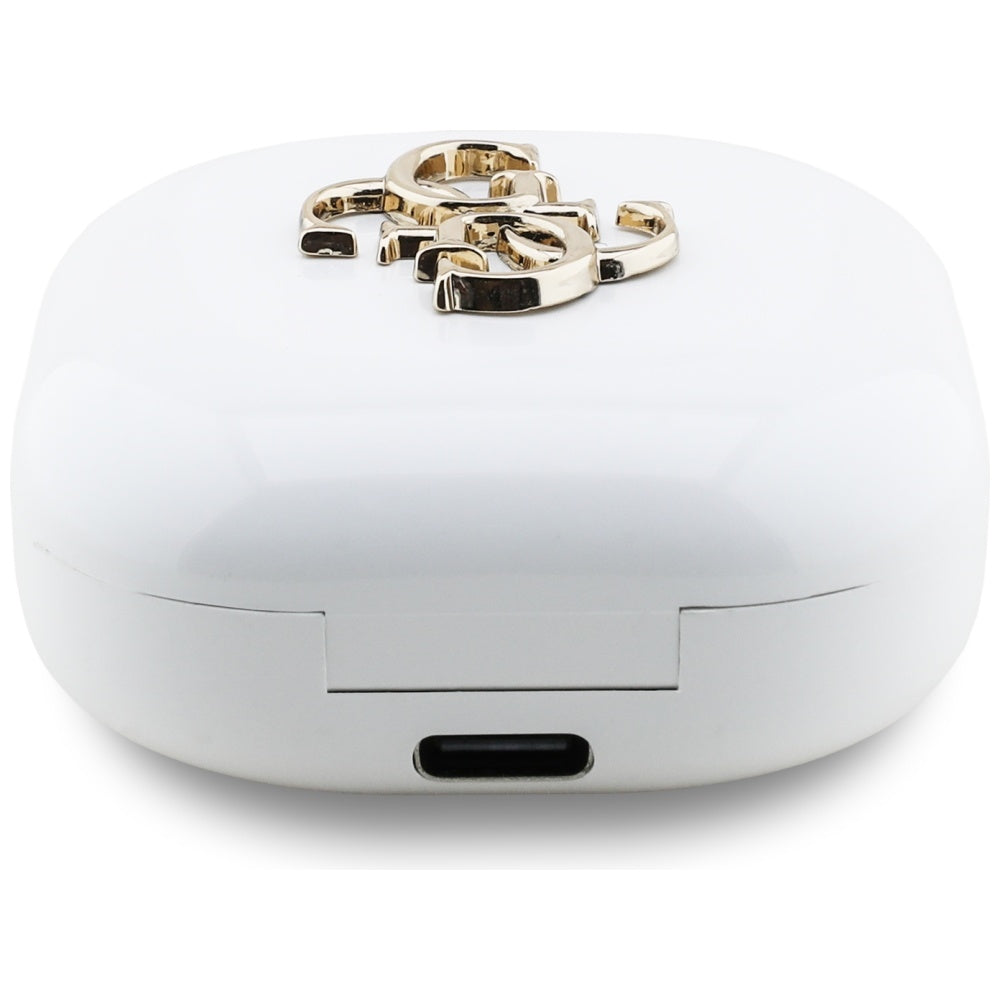 Handsfree Bluetooth Guess 4G Metal Logo, TWS, Λευκό