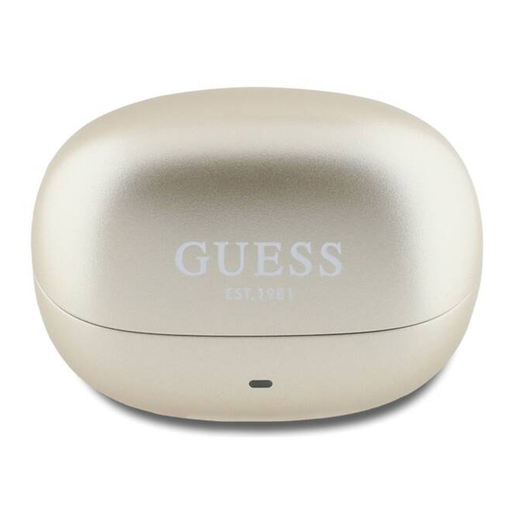 Handsfree Bluetooth Guess Capsule με Εκτυπωμένο Λογότυπο, TWS, ANC, Χρυσό