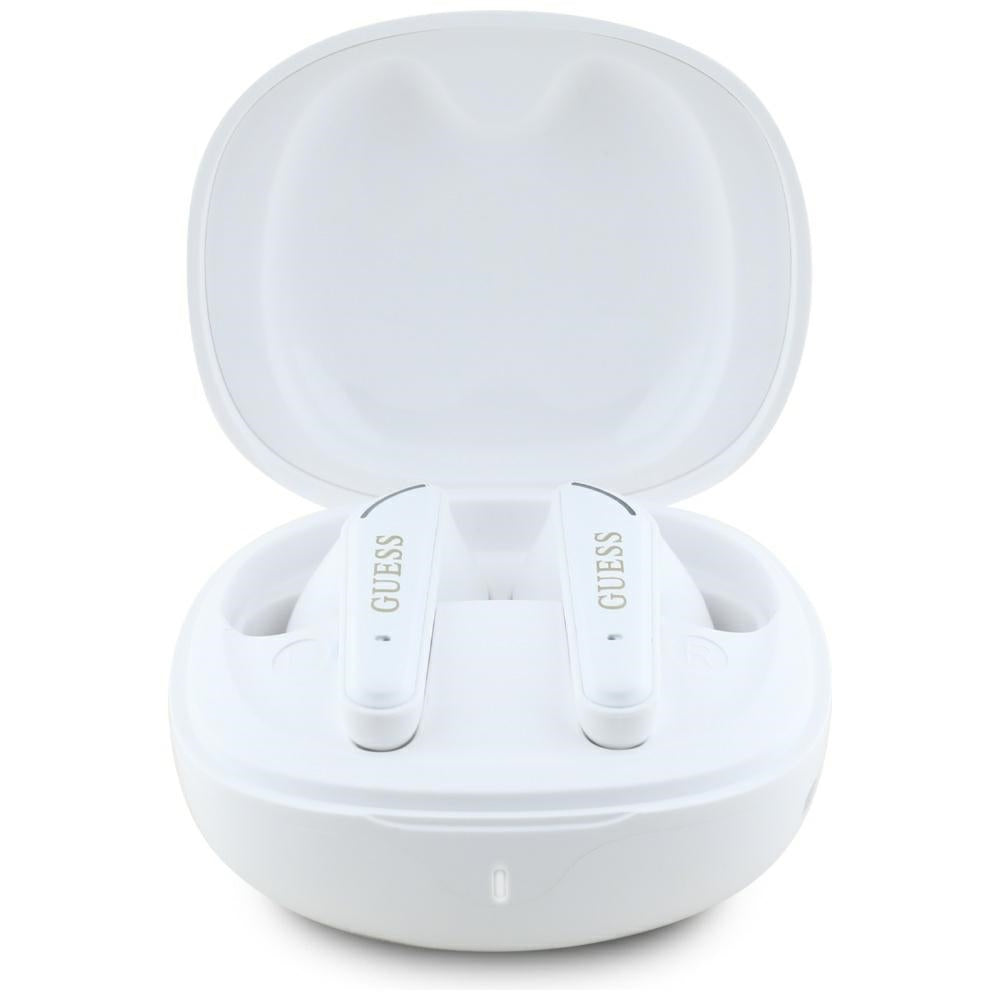 Handsfree Bluetooth Guess Flat Classic Logo Electroplated, TWS, Λευκό