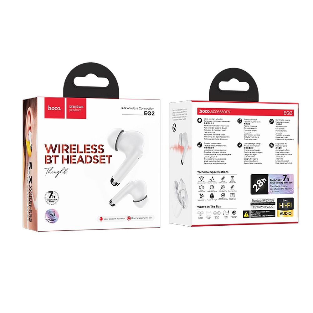 Bluetooth Handsfree Bluetooth HOCO EQ2, TWS, Λευκό