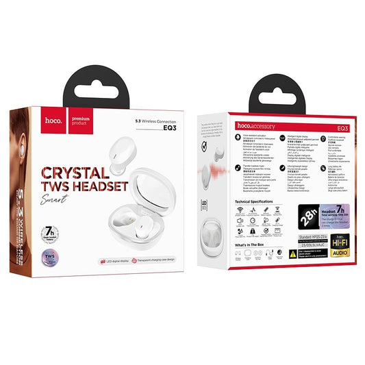 Handsfree Bluetooth HOCO EQ3, TWS, Λευκό