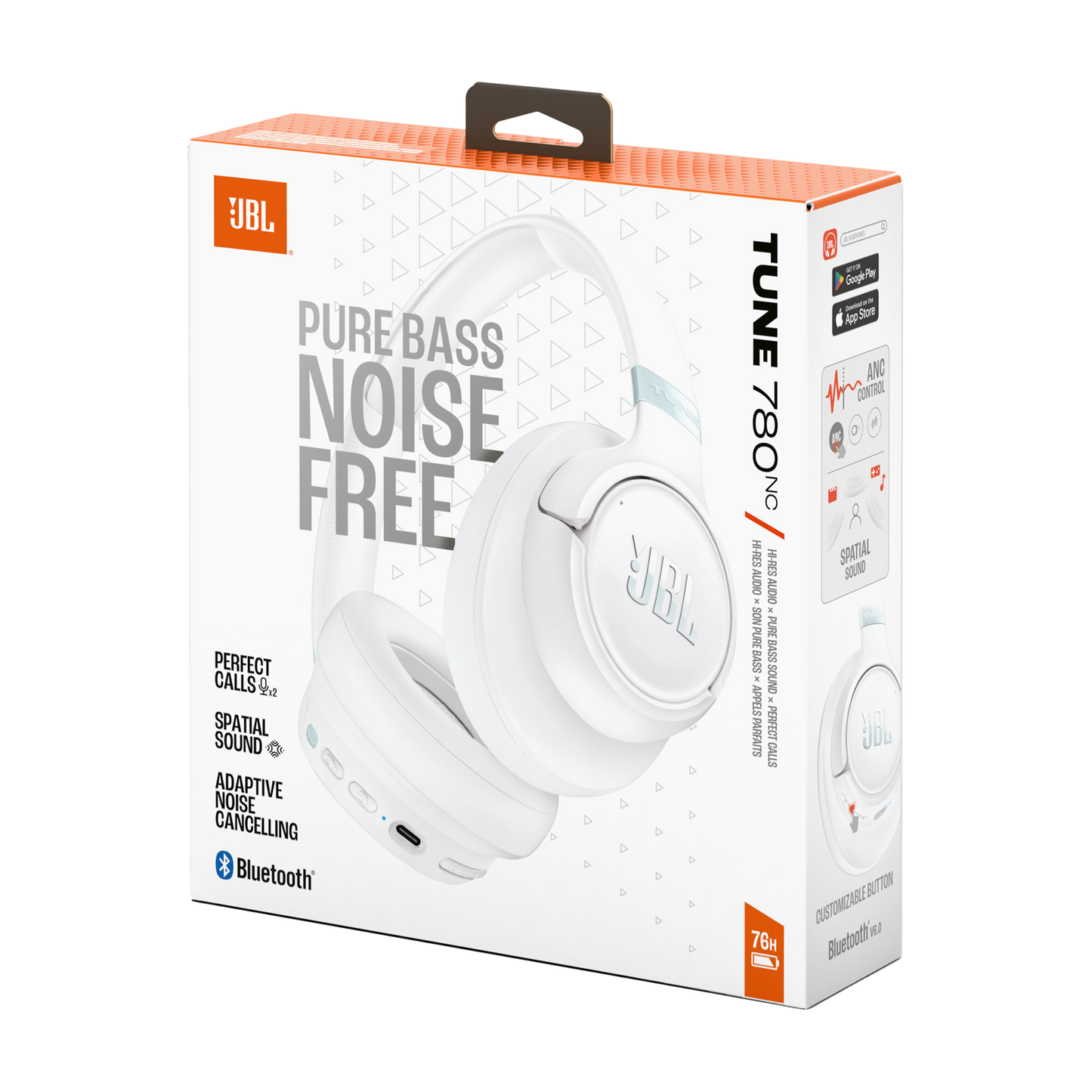 Handsfree Bluetooth JBL Tune 780NC, MultiPoint, A2DP, ANC, Λευκό JBLT780NCWHT