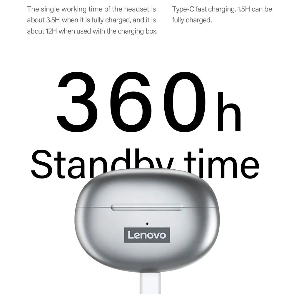 Handsfree Bluetooth Lenovo ThinkPlus LP5, TWS, Λευκό