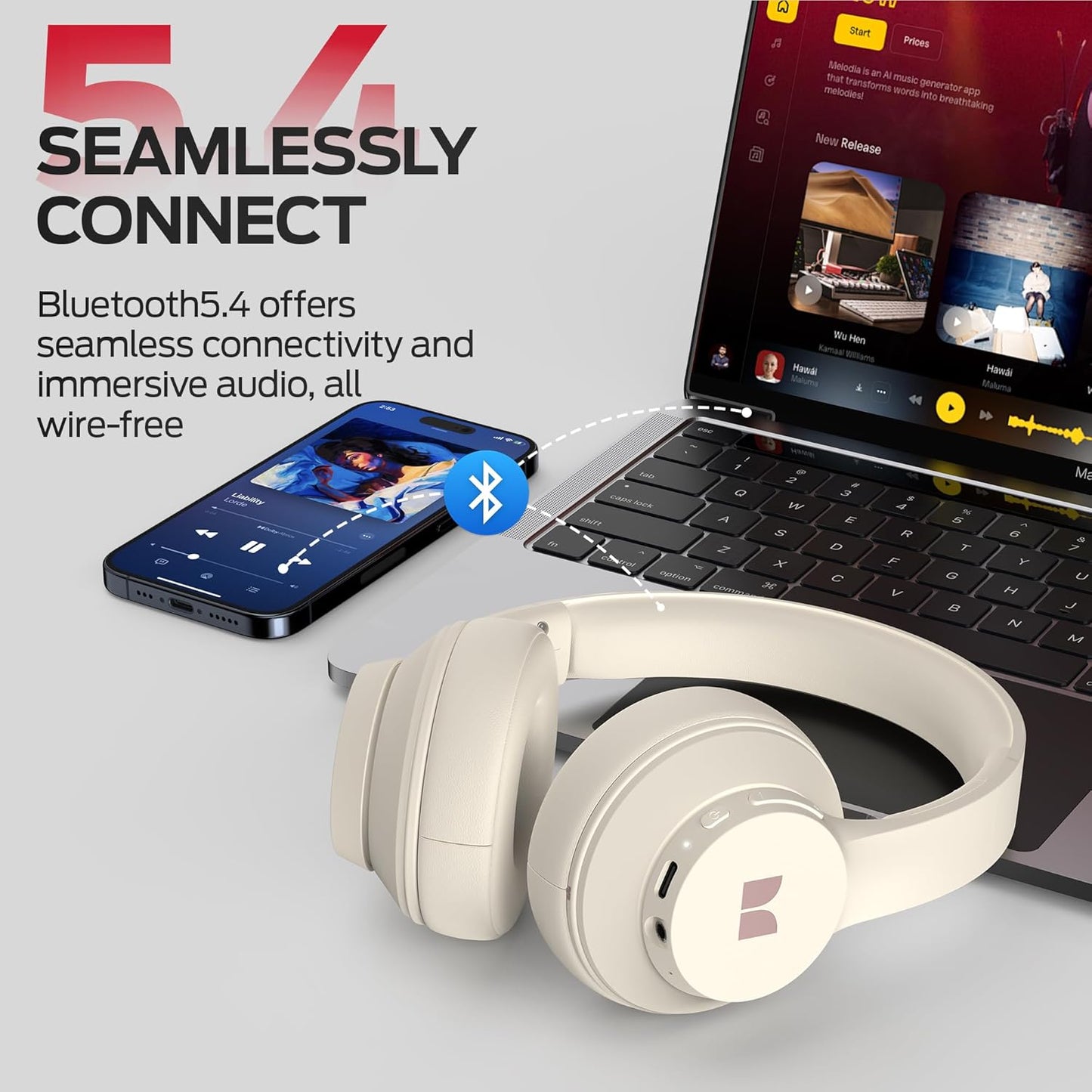 Ασύρματο ακουστικό Bluetooth Monster Mission 100, MultiPoint, A2DP, ANC, Λευκό