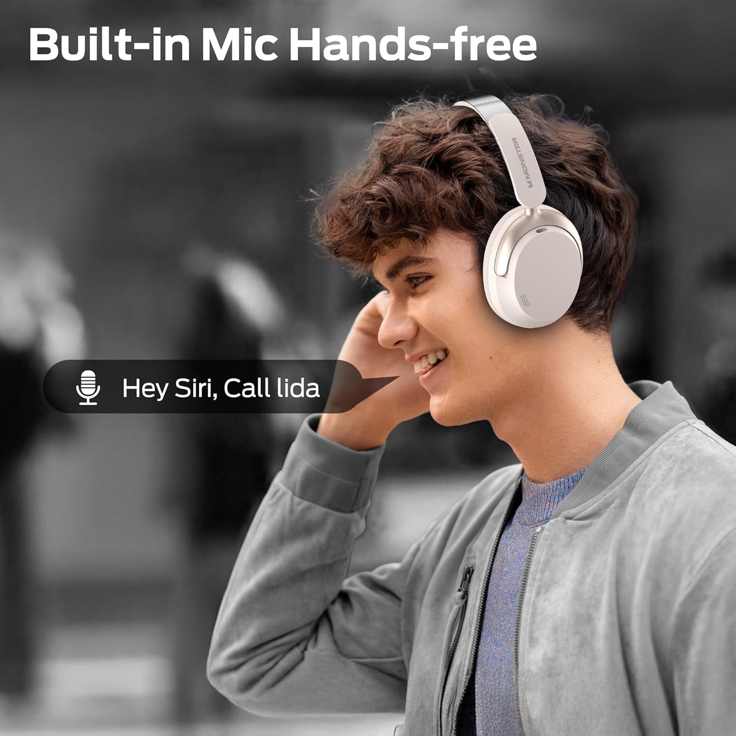 Ασύρματο ακουστικό Bluetooth Monster Persona 3rd, MultiPoint, A2DP, ANC, Λευκό