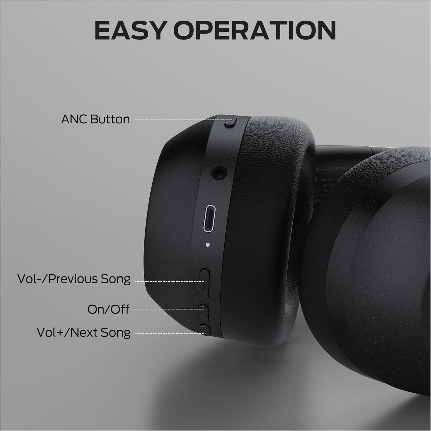 Ασύρματο ακουστικό Bluetooth Monster Persona 6th, MultiPoint, A2DP, ANC, Μαύρο