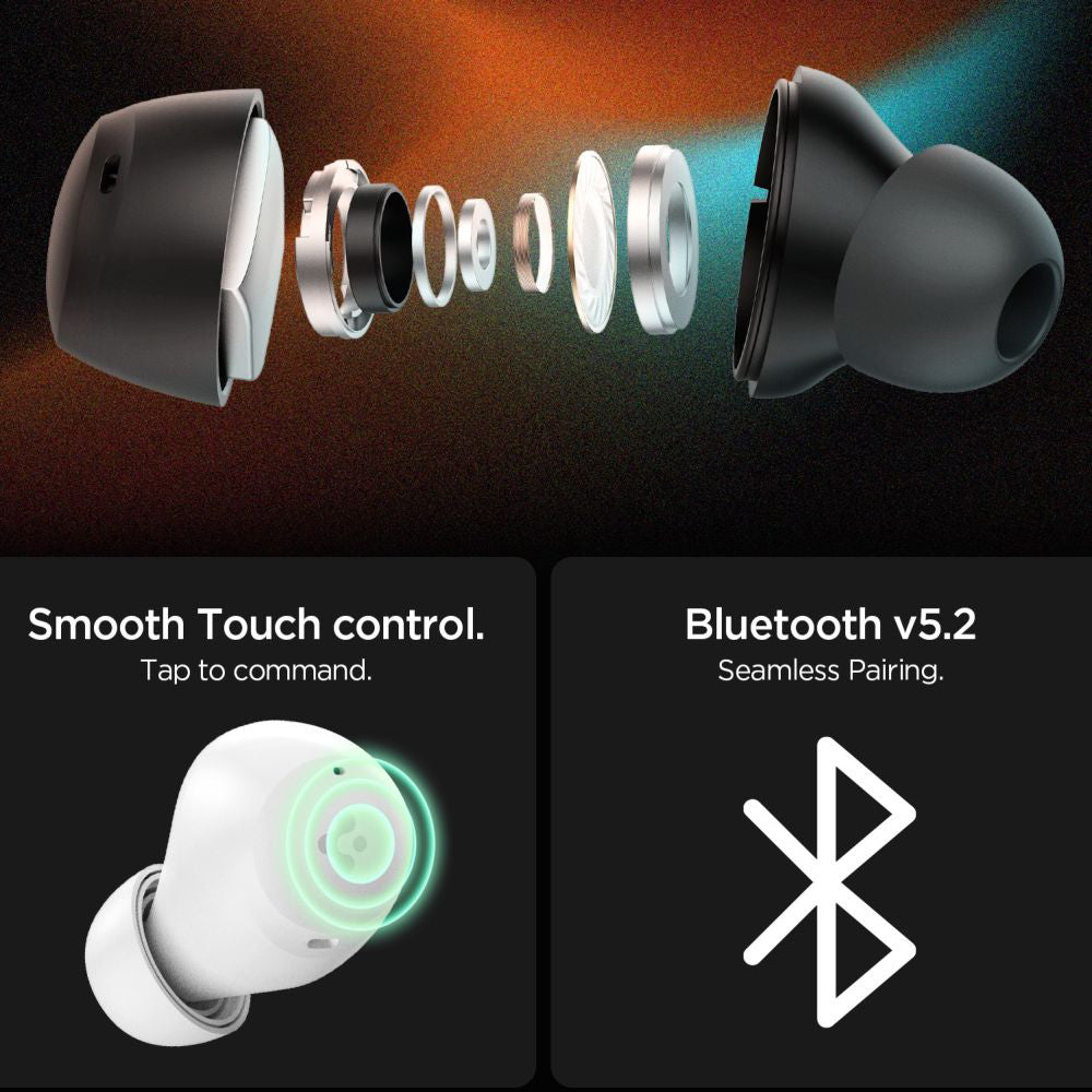 Handsfree Bluetooth Spigen SA2401, TWS, ANC, Μαύρο ASD07887