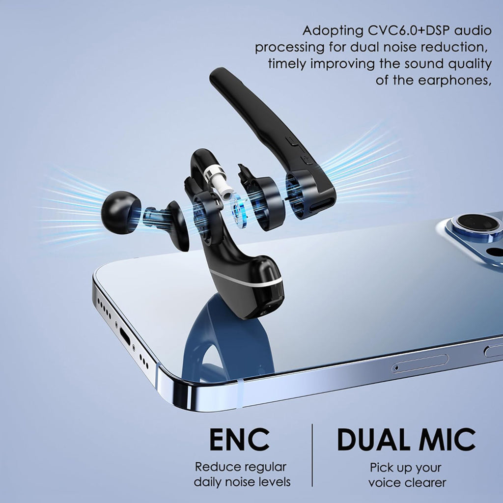 Ακουστικό Call Center Bluetooth Techsuit Hearyo A6L, Μαύρο