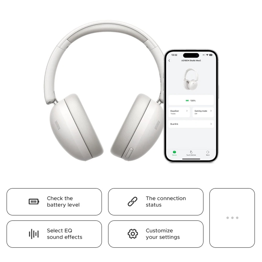 Handsfree Bluetooth UGREEN HiTune Max 2 HP205, MultiPoint, A2DP, ANC, Μαύρο