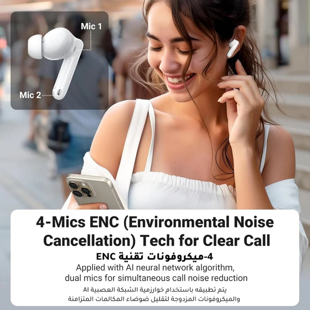 Handsfree Bluetooth UGREEN HiTune T3 Pro WS206, TWS, ANC, MultiPoint, Λευκό