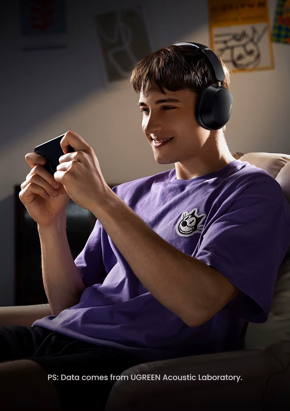 Handsfree Bluetooth UGREEN HiTune Max5C HP203, A2DP, ANC, Μαύρο
