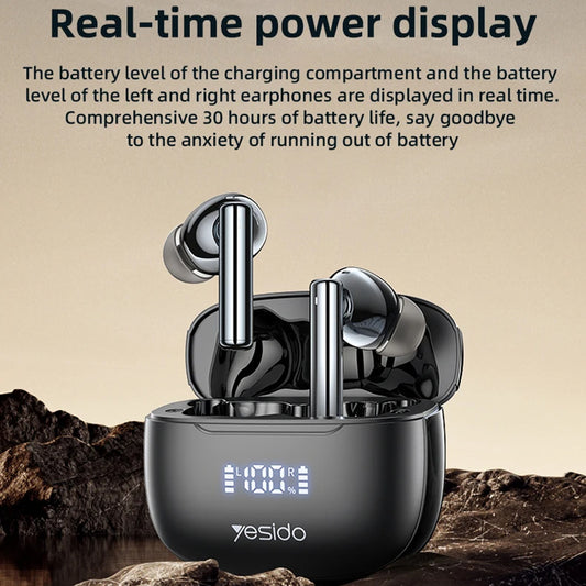 Handsfree Bluetooth Yesido TWS23, TWS, ANC, Μαύρο