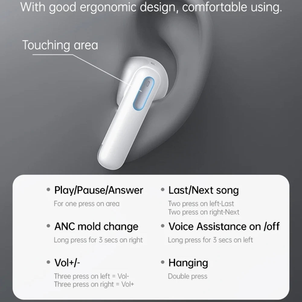 Handsfree Bluetooth Yesido TWS34, TWS, ANC, Λευκό