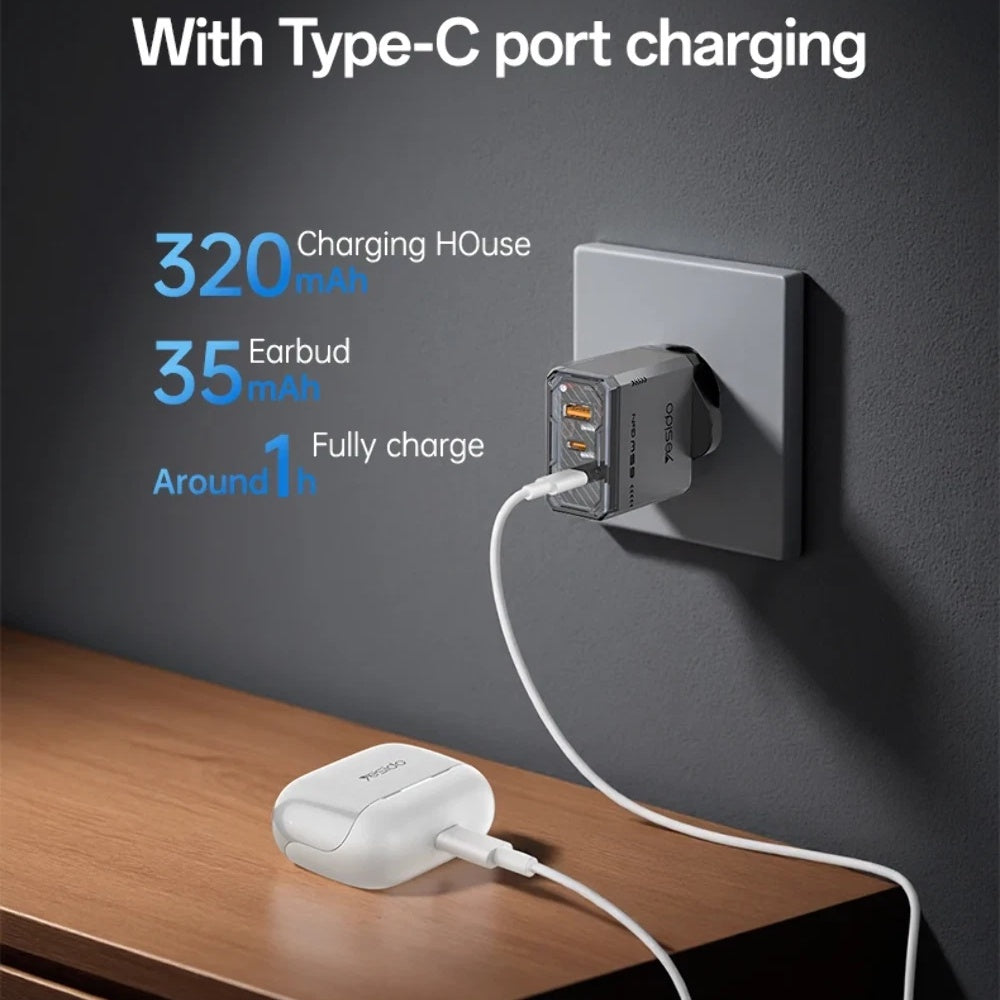 Handsfree Bluetooth Yesido TWS34, TWS, ANC, Λευκό