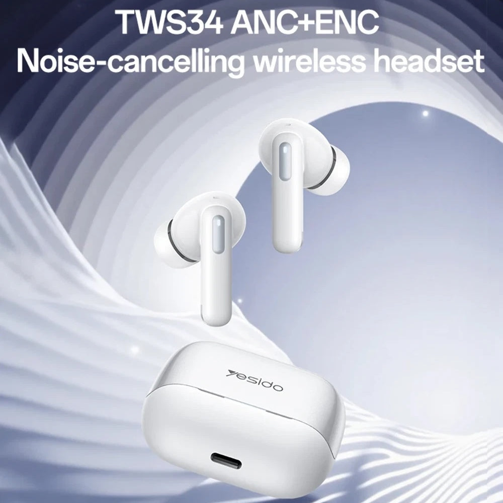 Handsfree Bluetooth Yesido TWS34, TWS, ANC, Λευκό