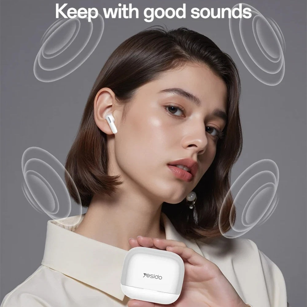 Handsfree Bluetooth Yesido TWS34, TWS, ANC, Λευκό