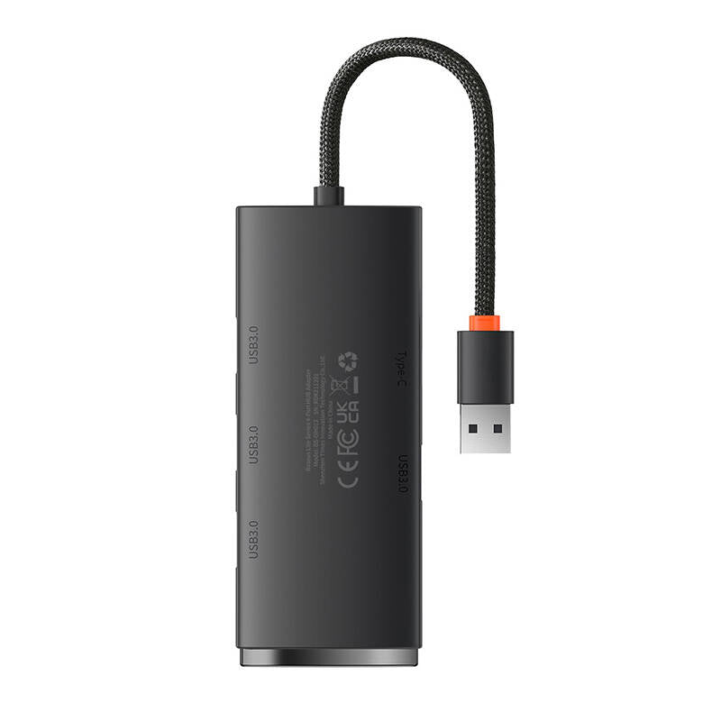 Baseus Lite USB Hub, 4 x USB-A 3.0 - 1 x USB-C, 0,25m, Μαύρο WKQXX030001