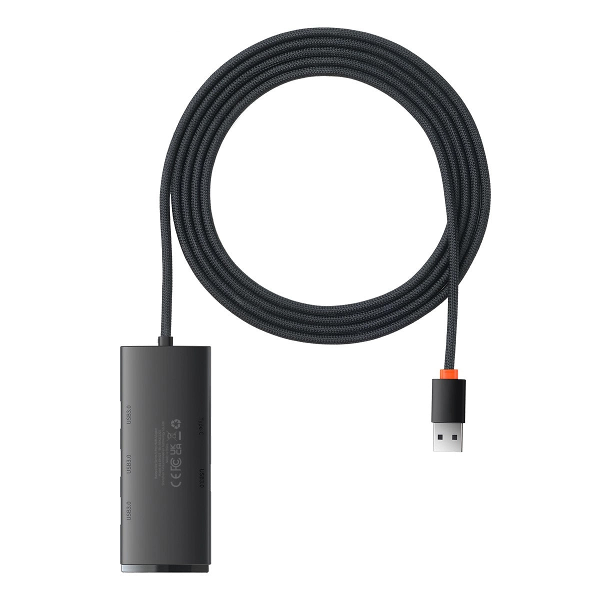 Hub USB Baseus Lite, 4 x USB-A 3.0 - 1 x USB-C, 2m, Μαύρο WKQX030201