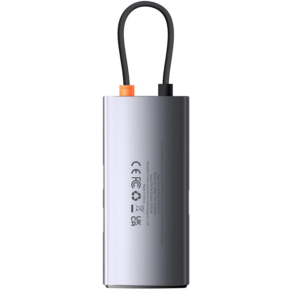 Hub USB-C Baseus Metal Gleam, 3 x USB-A - 1 x RJ45, Γκρι WKWG070113