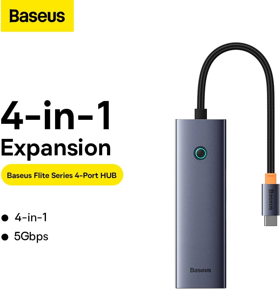Hub USB-C Baseus UltraJoy, 4 x USB-A 3.0, Γκρι B0005280A813-03