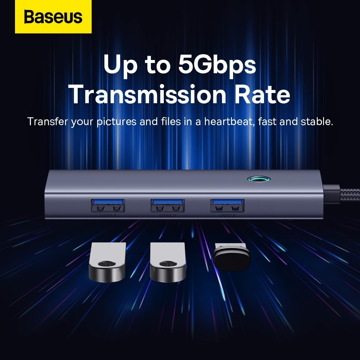 Hub USB-C Baseus UltraJoy, 4 x USB-A 3.0, Γκρι B0005280A813-03