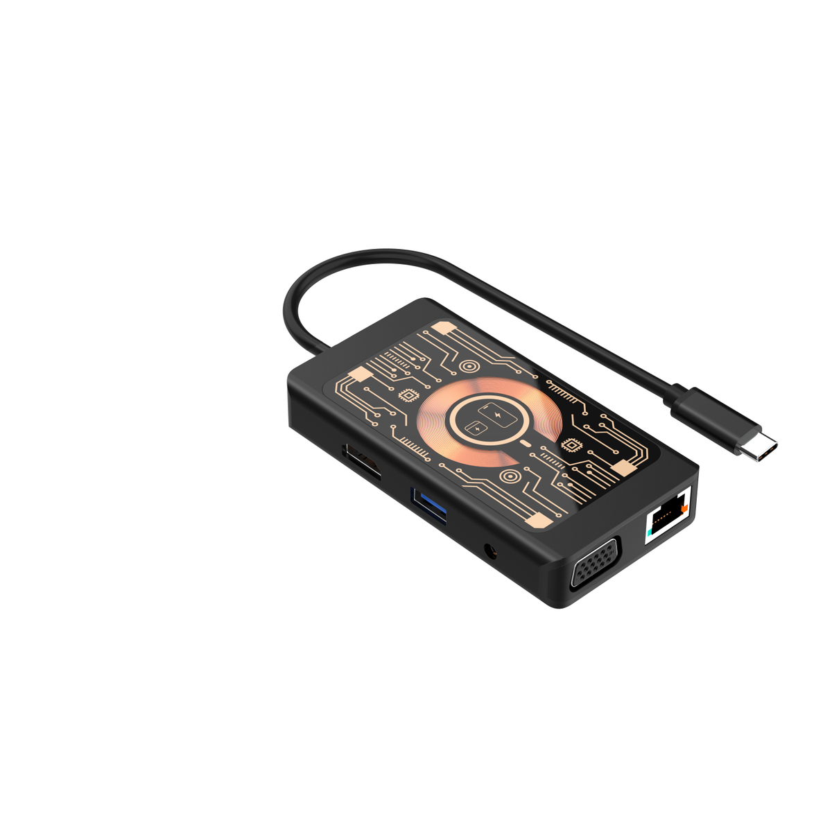 USB-C Hub with QI Wireless Charging Qualo QTPB5-HUB-18, 9in1, Gray