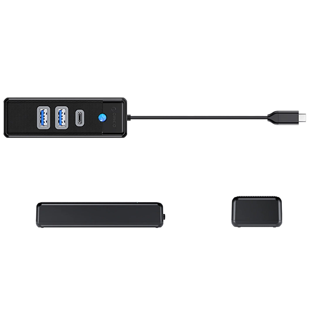 Hub USB-C Orico PWC2U-C3, 2 x USB-A 3.0 - 1 x USB-C, Μαύρο