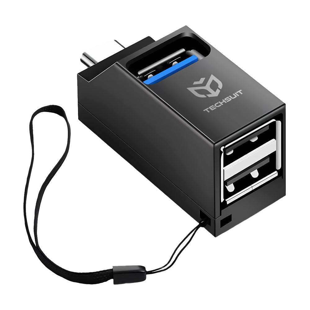 Hub USB-C Techsuit H10 EchoLink, 3 σε 1, Μαύρο