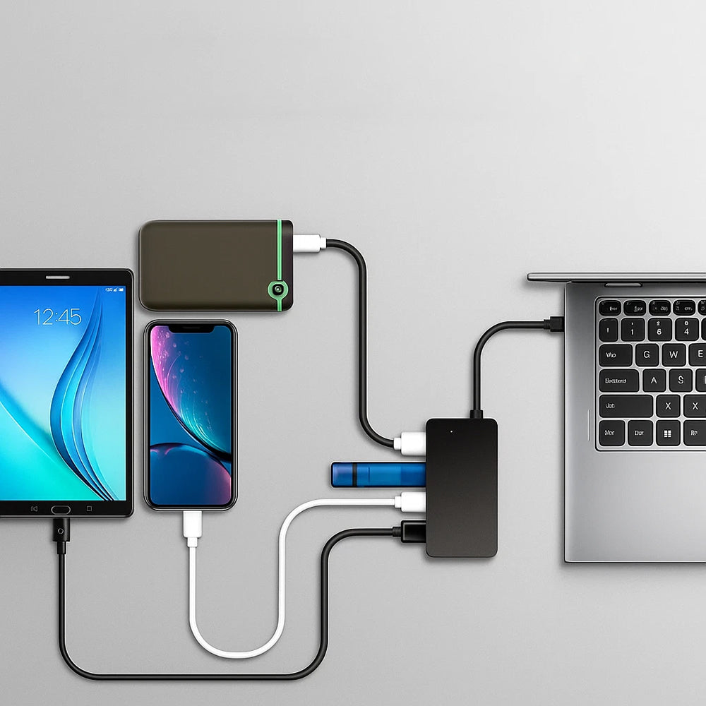 Hub USB-C Techsuit H16 QuantumNode, 4in1, Μαύρο