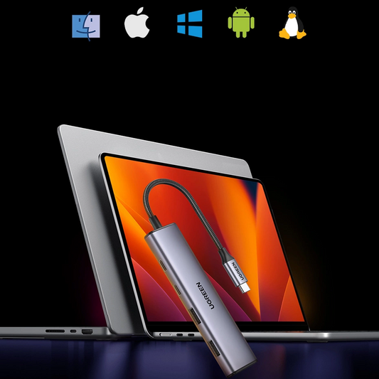 Hub USB-C UGREEN CM473, 2 x USB-A 3.0 - 2 x USB-C, 0,20 εκ, Γκρι