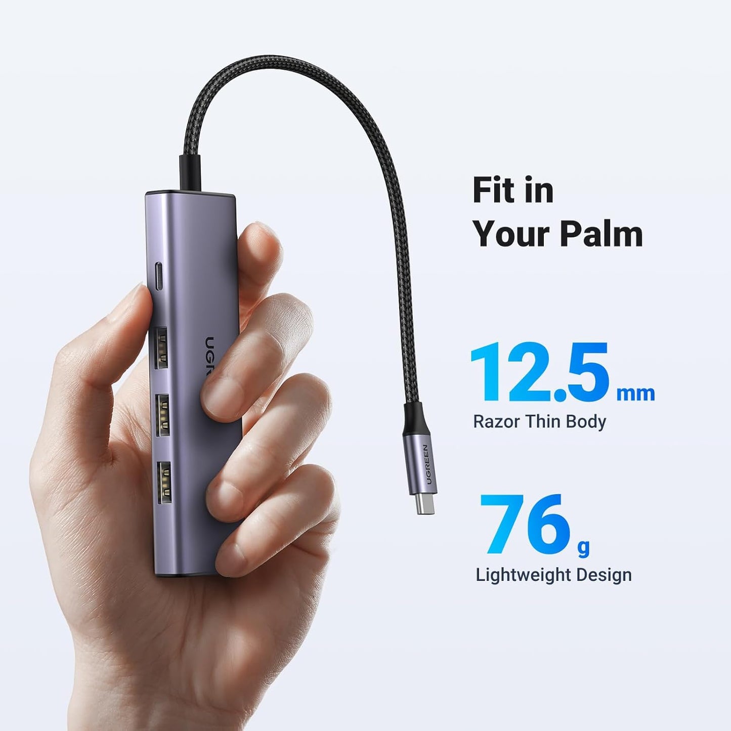 Hub USB-C UGREEN CM511, 3 x USB-A 3.0 - 1 x USB-C - 1 x HDMI, Γκρι