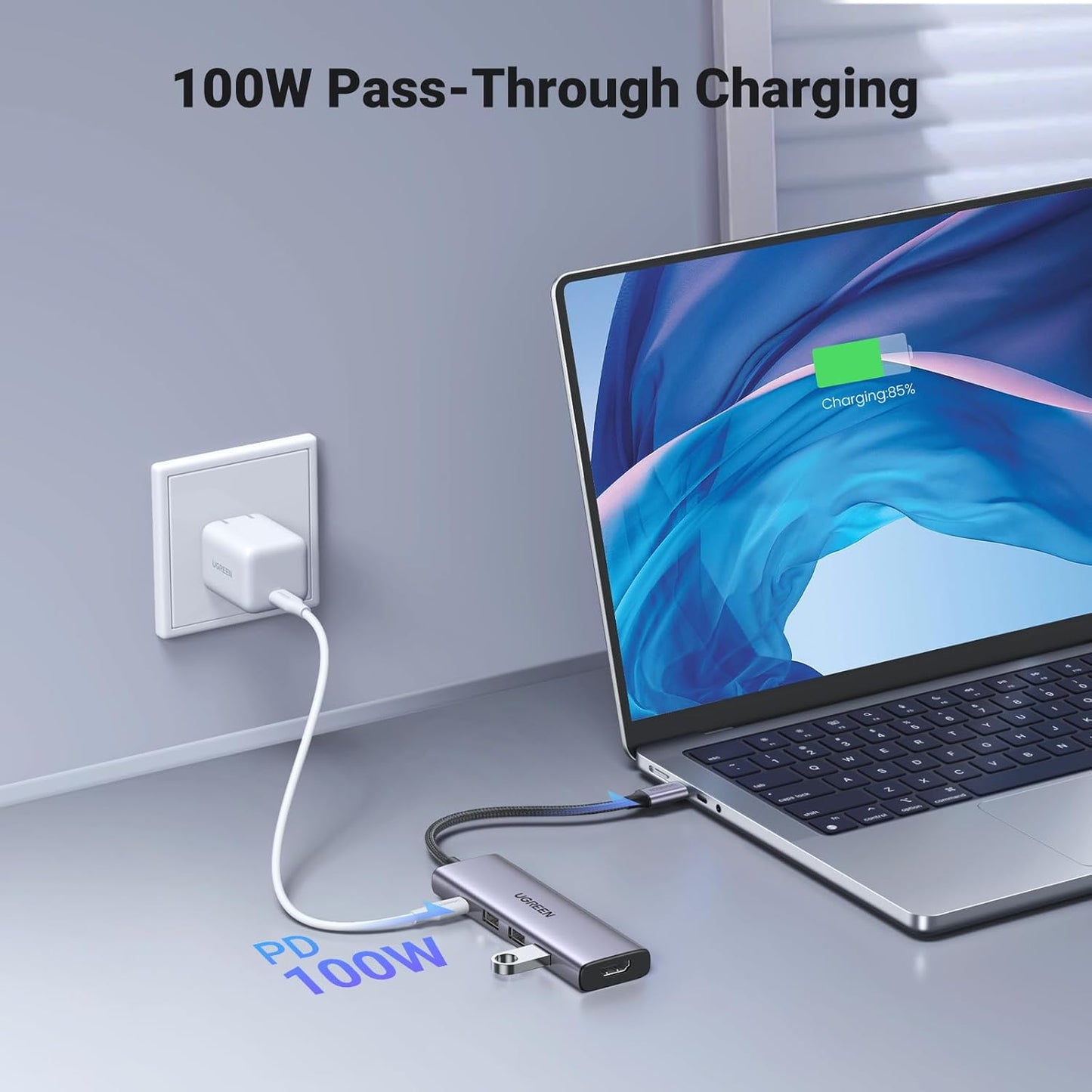 Hub USB-C UGREEN CM511, 3 x USB-A 3.0 - 1 x USB-C - 1 x HDMI, Γκρι
