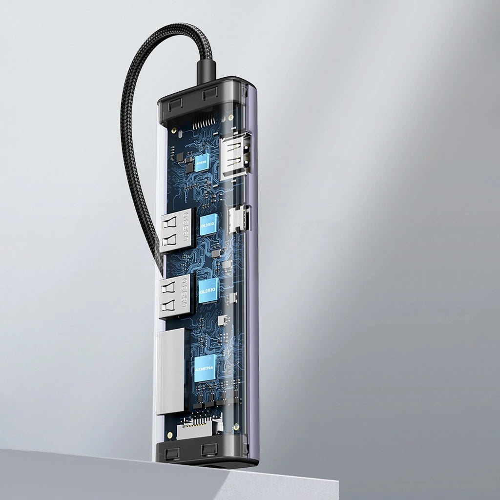 Hub USB-C UGREEN CM512 (90568), 2 x USB-A 3.0 - 1 x USB-C - 1 x HDMI - 1 x RJ45 - 1 x SD - 1 x microSD, Γκρι