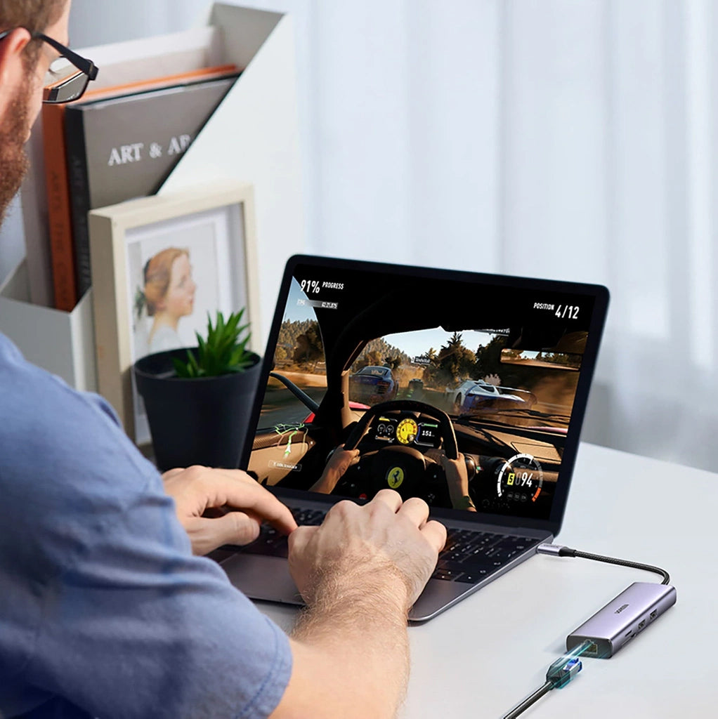 Hub USB-C UGREEN CM512 (90568), 2 x USB-A 3.0 - 1 x USB-C - 1 x HDMI - 1 x RJ45 - 1 x SD - 1 x microSD, Γκρι