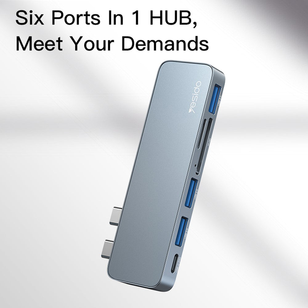 Hub USB-C Yesido HB10 για Apple MacBook Pro / Air, 6σε1, Γκρι