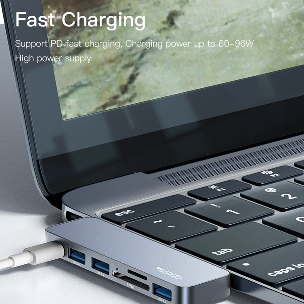Hub USB-C Yesido HB10 για Apple MacBook Pro / Air, 6σε1, Γκρι