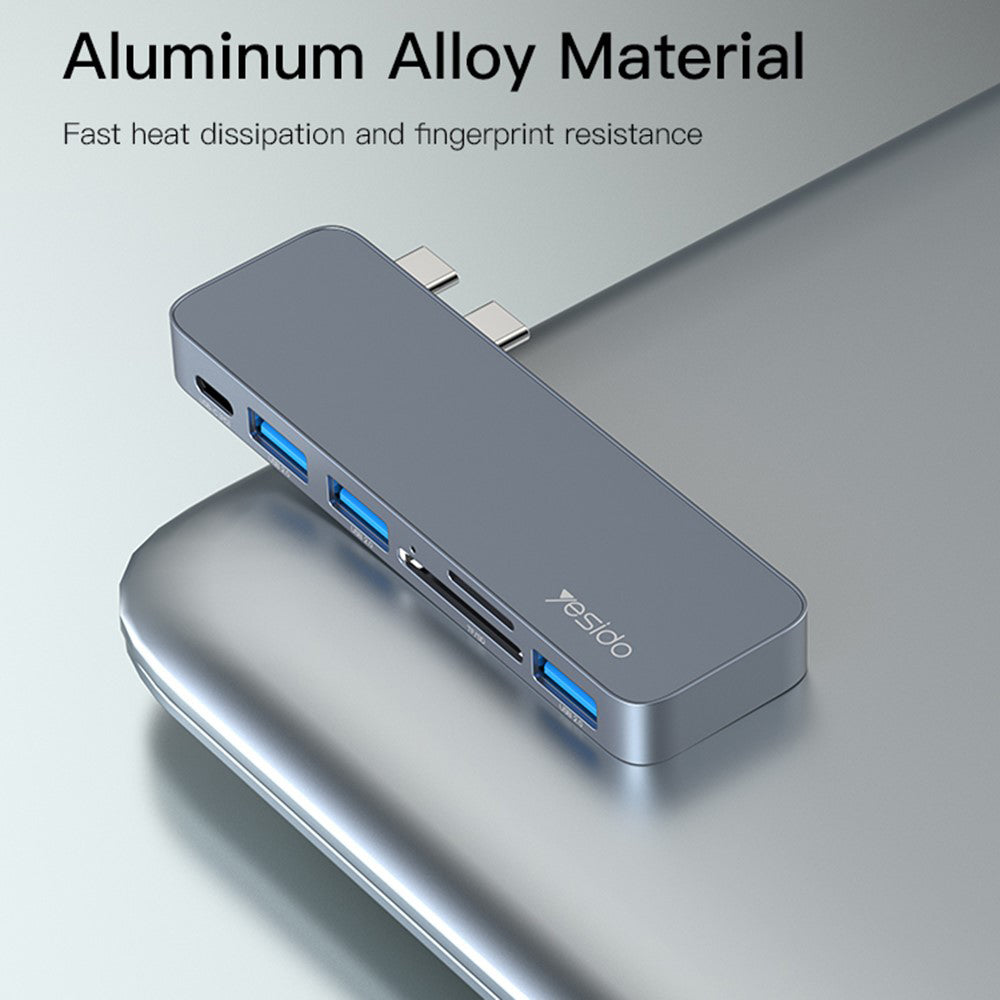 Hub USB-C Yesido HB10 για Apple MacBook Pro / Air, 6σε1, Γκρι