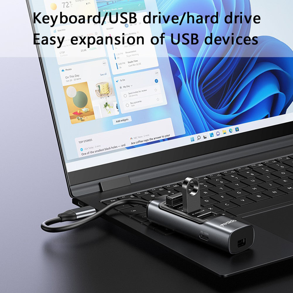 Yesido HB24 USB-C Hub, 5in1, Grey