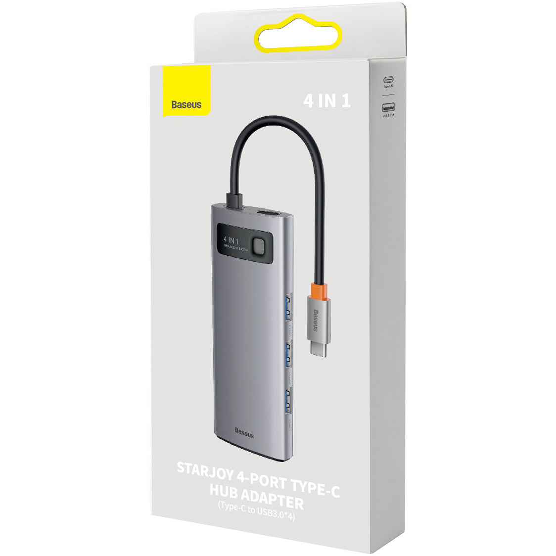 Hub USB-C Baseus Metal Gleam, 4 x USB-A 3.0, Γκρι WKWG070013